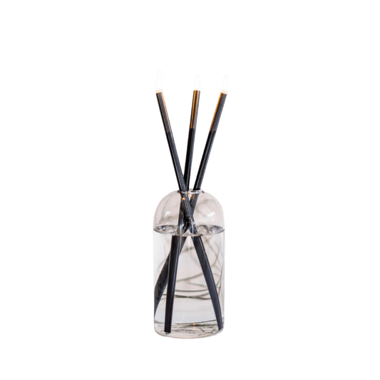 Candle - Everlasting Candle Co - Everlasting Candle Co Wylie Signature Set - Clear Vase & Black Candle Sticks - The Perfume Company