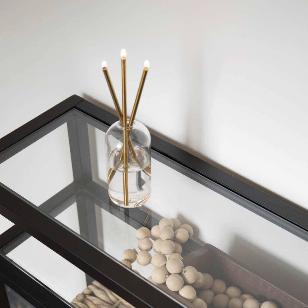 Candle - Everlasting Candle Co - Everlasting Candle Co Wylie Signature Set - Clear Vase & Gold Candle Sticks - The Gift Company