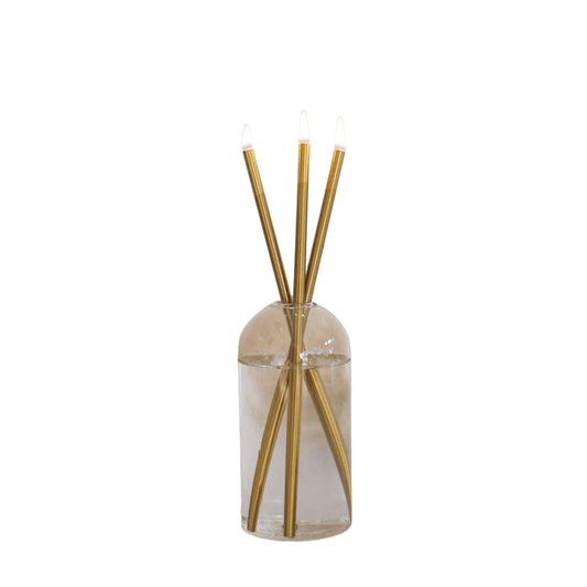 Candle - Everlasting Candle Co - Everlasting Candle Co Wylie Signature Set - Clear Vase & Gold Candle Sticks - The Gift Company