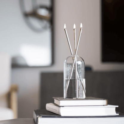 Candle - Everlasting Candle Co - Everlasting Candle Co Wylie Signature Set - Clear Vase & Silver Candle Sticks - The Perfume Company