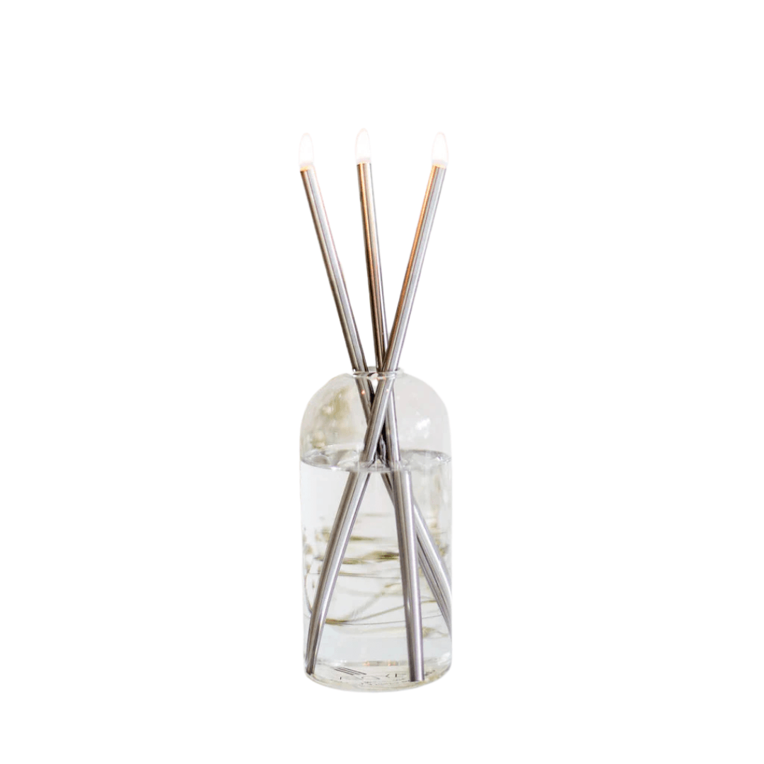 Candle - Everlasting Candle Co - Everlasting Candle Co Wylie Signature Set - Clear Vase & Silver Candle Sticks - The Perfume Company