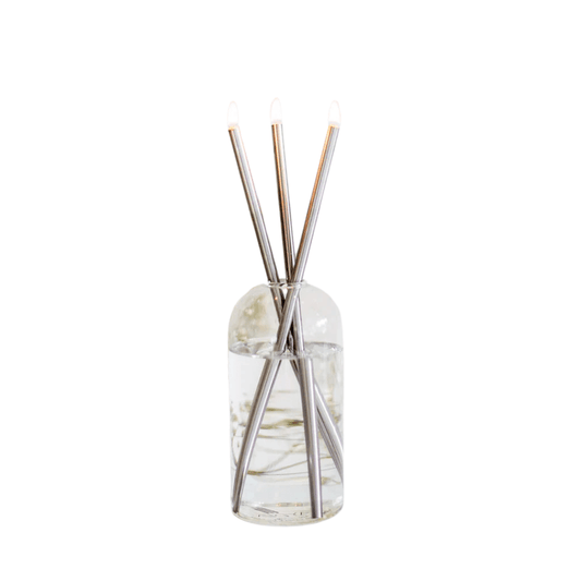 Candle - Everlasting Candle Co - Everlasting Candle Co Wylie Signature Set - Clear Vase & Silver Candle Sticks - The Perfume Company