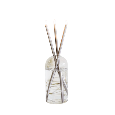 Everlasting Candle Co Wylie Signature Set - Clear Vase & Silver Candle Sticks - The Perfume Company