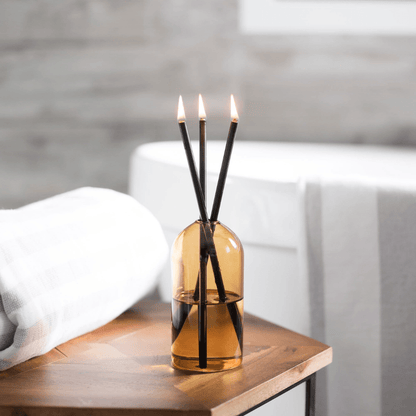 Candle - Everlasting Candle Co - Everlasting Candle Co Wylie Signature Set - Golden Hour Vase & Black Candle Sticks - The Gift Company