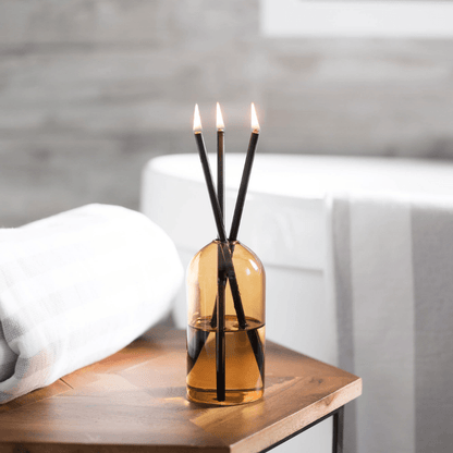 Candle - Everlasting Candle Co - Everlasting Candle Co Wylie Signature Set - Golden Hour Vase & Black Candle Sticks - The Gift Company