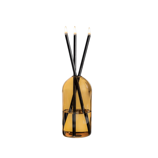 Candle - Everlasting Candle Co - Everlasting Candle Co Wylie Signature Set - Golden Hour Vase & Black Candle Sticks - The Perfume Company