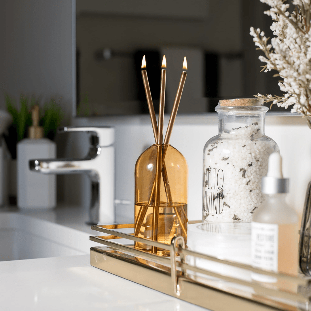 Candle - Everlasting Candle Co - Everlasting Candle Co Wylie Signature Set - Golden Hour Vase & Champagne Candle Sticks - The Perfume Company