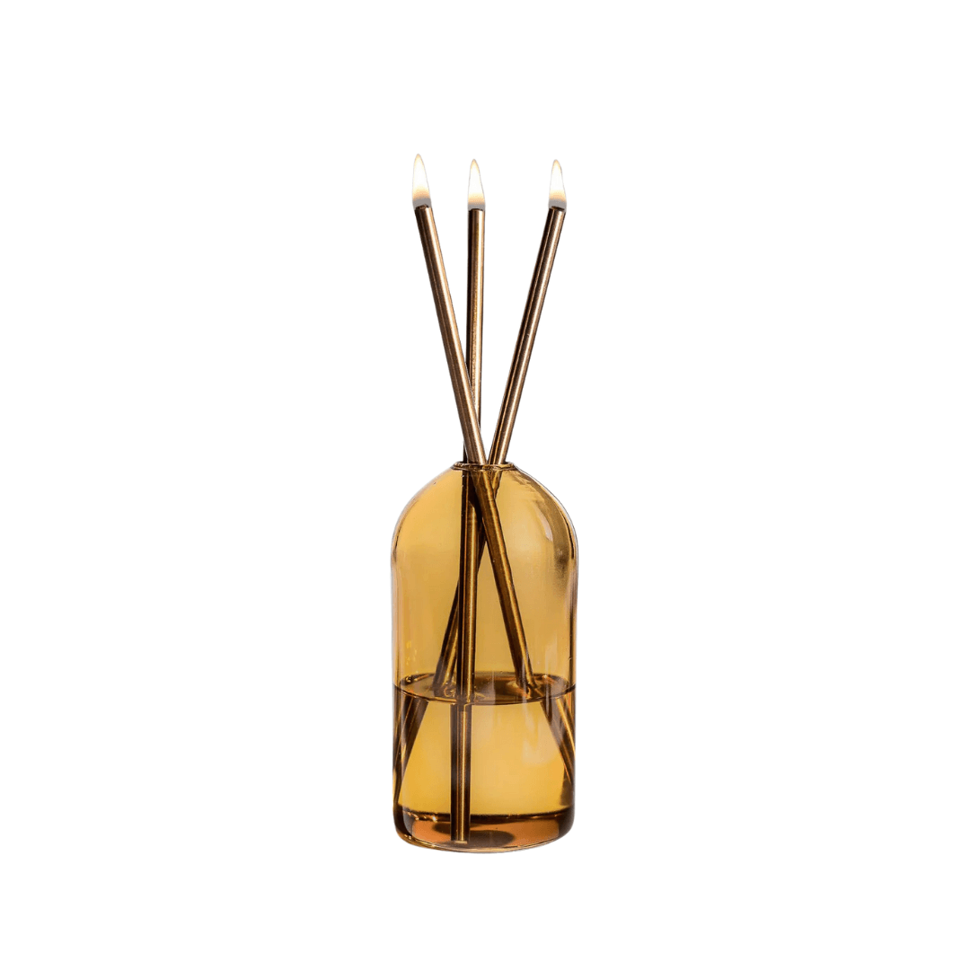 Candle - Everlasting Candle Co - Everlasting Candle Co Wylie Signature Set - Golden Hour Vase & Champagne Candle Sticks - The Perfume Company