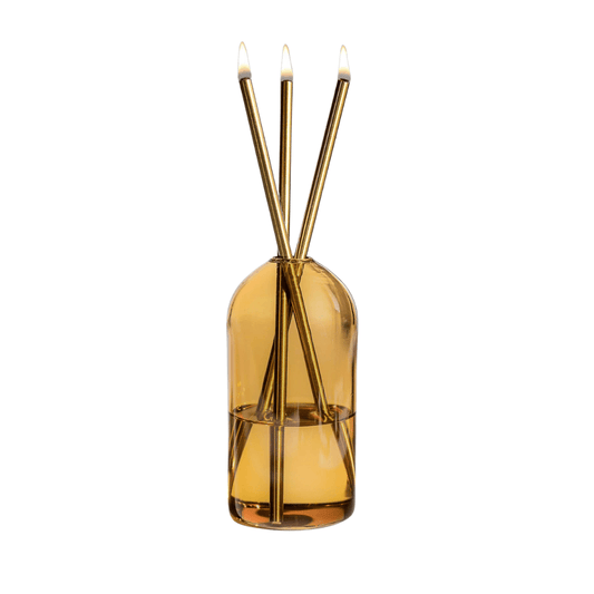 Candle - Everlasting Candle Co - Everlasting Candle Co Wylie Signature Set - Golden Hour Vase & Gold Candle Sticks - The Gift Company