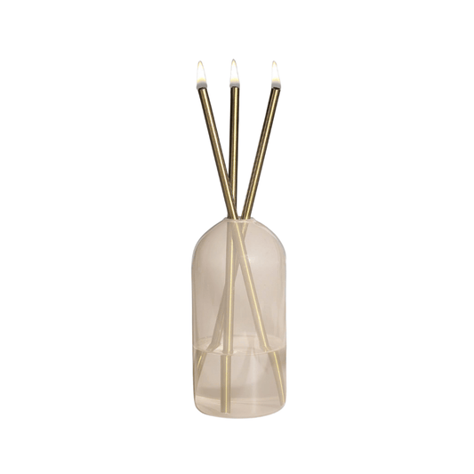 Candle - Everlasting Candle Co - Everlasting Candle Co Wylie Signature Set - Pampas Vase & Gold Candle Sticks - The Gift Company