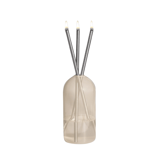 Candle - Everlasting Candle Co - Everlasting Candle Co Wylie Signature Set - Pampas Vase & Silver Candle Sticks - The Gift Company