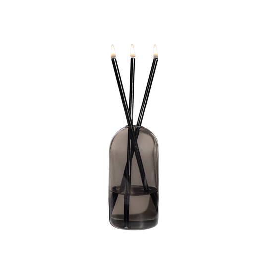 Candle - Everlasting Candle Co - Everlasting Candle Co Wylie Signature Set - Storm Vase & Black Candle Sticks - The Gift Company