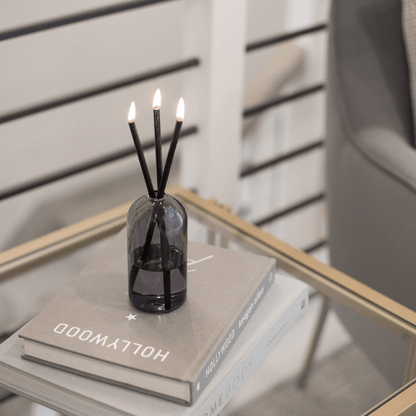 Candle - Everlasting Candle Co - Everlasting Candle Co Wylie Signature Set - Storm Vase & Black Candle Sticks - The Gift Company