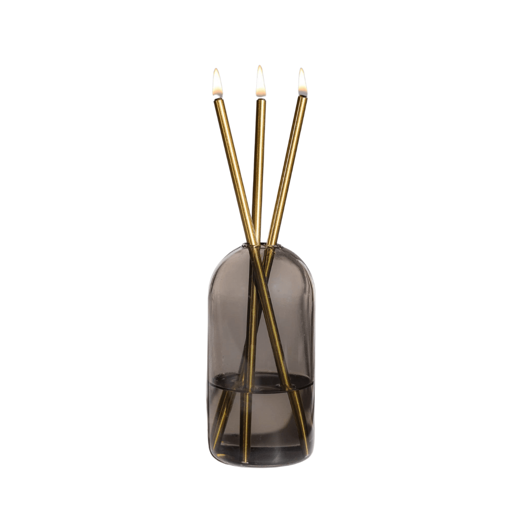 Candle - Everlasting Candle Co - Everlasting Candle Co Wylie Signature Set - Storm Vase & Gold Candle Sticks - The Perfume Company