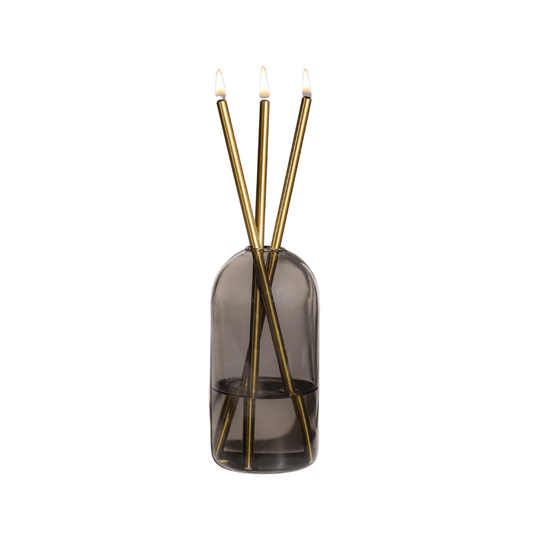 Candle - Everlasting Candle Co - Everlasting Candle Co Wylie Signature Set - Storm Vase & Gold Candle Sticks - The Perfume Company