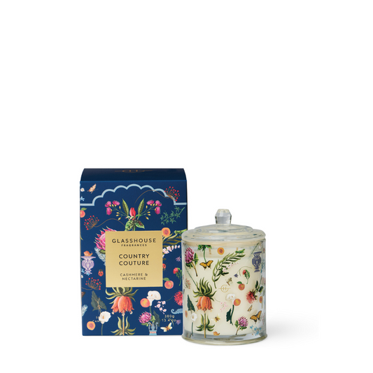 Candle - Glasshouse - Glasshouse Fragrances Country Couture Cashmere & Nectarine Candle 380g - The Gift Company