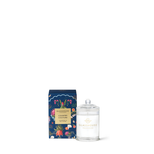 Candle - Glasshouse - Glasshouse Fragrances Country Couture Cashmere Nectarine Candle 60g - The Gift Company