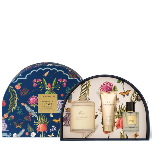Candle - Glasshouse - Glasshouse Fragrances Gift Set Fresh Marine Fragrance Sunsets in Capri - The Gift Company