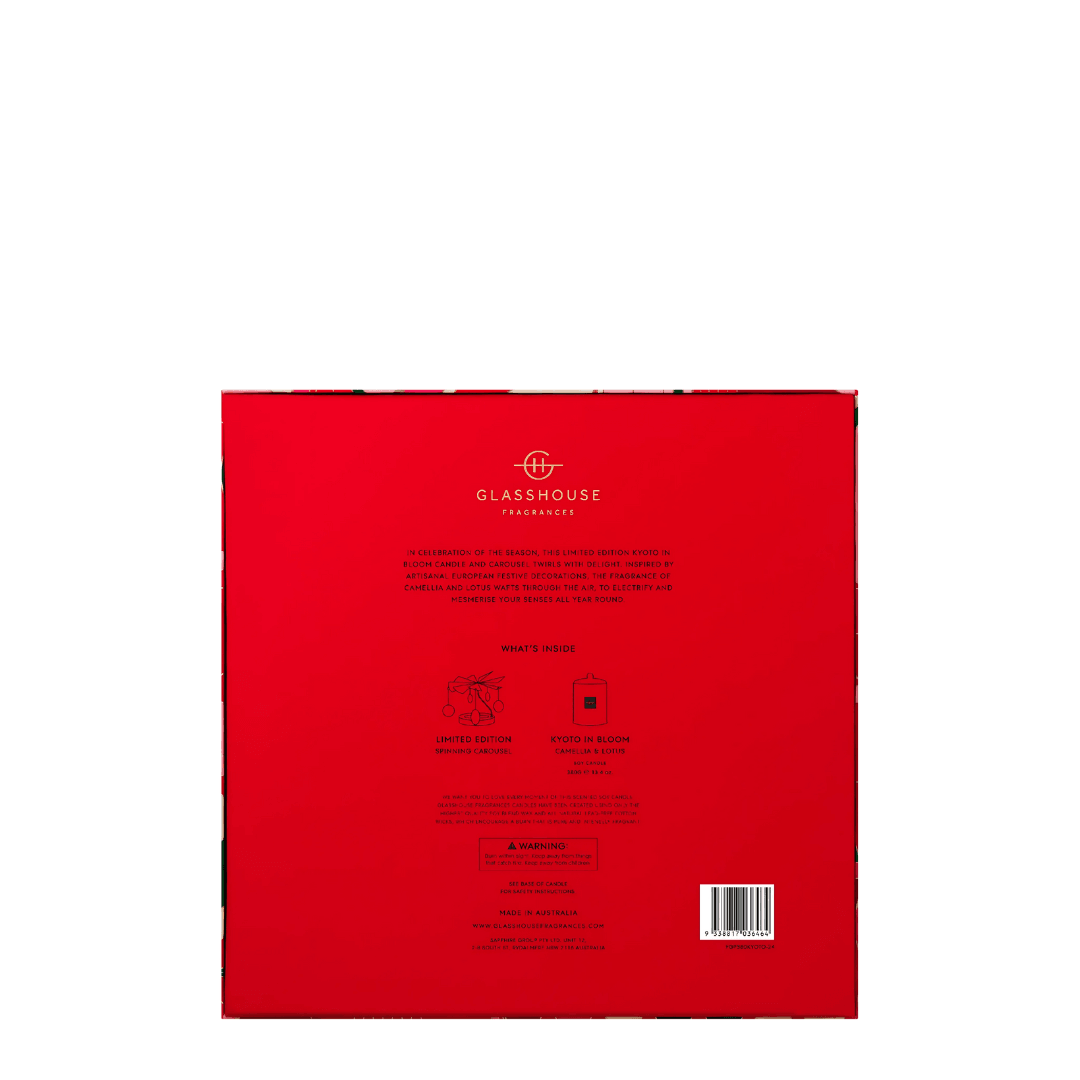 Candle - Glasshouse - Glasshouse Fragrances Kyoto In Bloom - Candle & Spinning Carousel 380g - The Gift Company