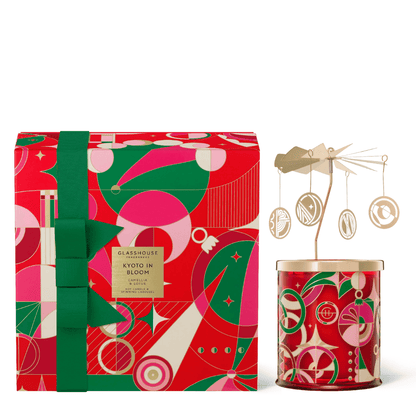 Candle - Glasshouse - Glasshouse Fragrances Kyoto In Bloom - Candle & Spinning Carousel 380g - The Gift Company
