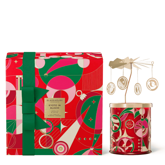Candle - Glasshouse - Glasshouse Fragrances Kyoto In Bloom - Candle & Spinning Carousel 380g - The Gift Company