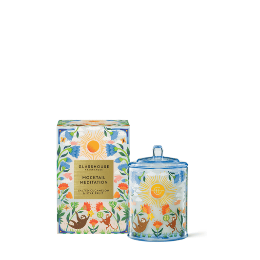 Candle - Glasshouse - Glasshouse Fragrances Mocktail Meditation Salted Cucamelon & Starfruit Triple Scented Soy Candle 380g - The Gift Company