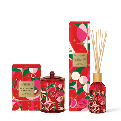 Candle - Glasshouse - Glasshouse Fragrances Night Before Christmas Bundle - Candle 380g & Diffuser 250mL (worth $120) - The Gift Company