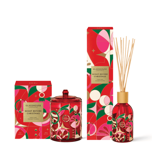 Candle - Glasshouse - Glasshouse Fragrances Night Before Christmas Bundle - Candle 380g & Diffuser 250mL (worth $120) - The Gift Company