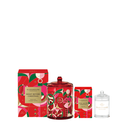 Candle - Glasshouse - Glasshouse Fragrances Night Before Christmas Candle 380g & Mini Candle 60g - The Gift Company