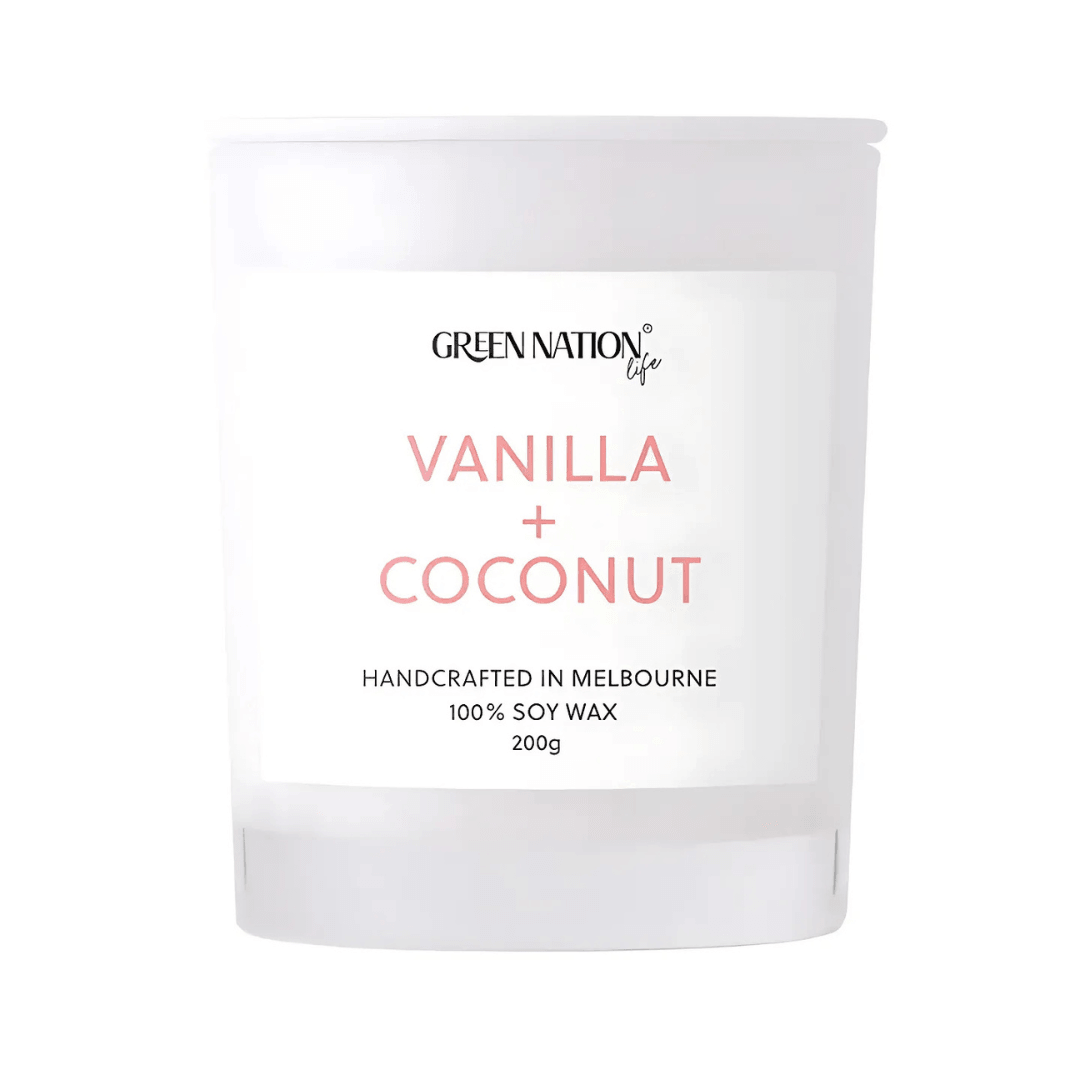 Candle - Green Nation Life - Green Nation Life Soy Wax Candle - Vanilla & Coconut 200g - The Gift Company