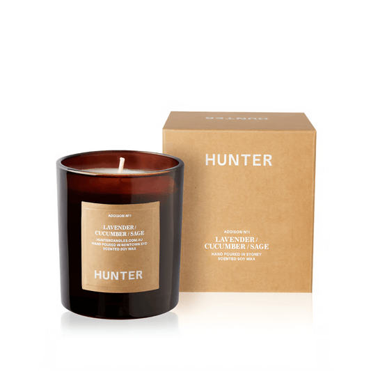 Candle - Hunter - Hunter Lavender, Cucumber, Sage Soy Candle Addison - The Gift Company