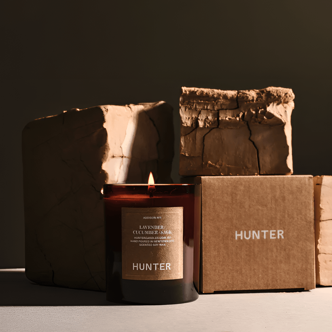 Candle - Hunter - Hunter Lavender, Cucumber, Sage Soy Candle Addison - The Gift Company
