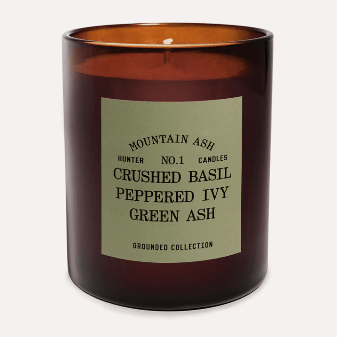 Candle - Hunter - Hunter No. 1 Crushed Basil, Peppered Ivy, Green Ash Soy Candle Mountain Ash - The Gift Company
