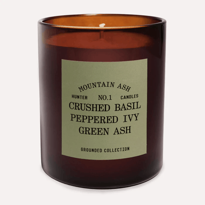 Candle - Hunter - Hunter No. 1 Crushed Basil, Peppered Ivy, Green Ash Soy Candle Mountain Ash - The Gift Company