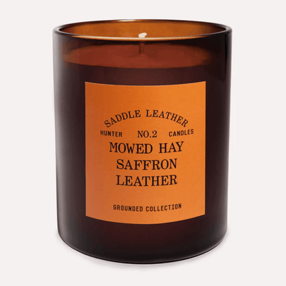 Candle - Hunter - Hunter No. 2 Mowed Hay, Saffron, Leather Soy Candle Saddle Leather - The Gift Company
