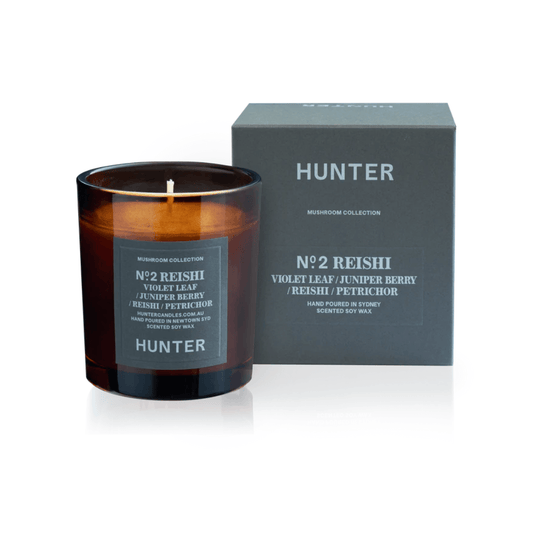 Candle - Hunter - Hunter No. 2 REISHI MUSHROOM, VIOLET LEAF, JUNIPER BERRY & PETRICHOR Soy Candle - The Gift Company