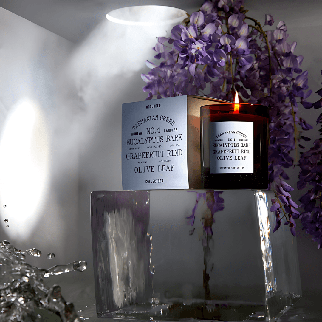 Candle - Hunter - Hunter No. 4 Eucalyptus Bark, Grapefruit Rind, Olive Leaf Soy Candle Tasmanian Creek - The Gift Company