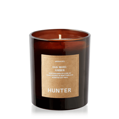 Candle - Hunter - Hunter Oak Moss, Amber Soy Candle Angus - The Gift Company