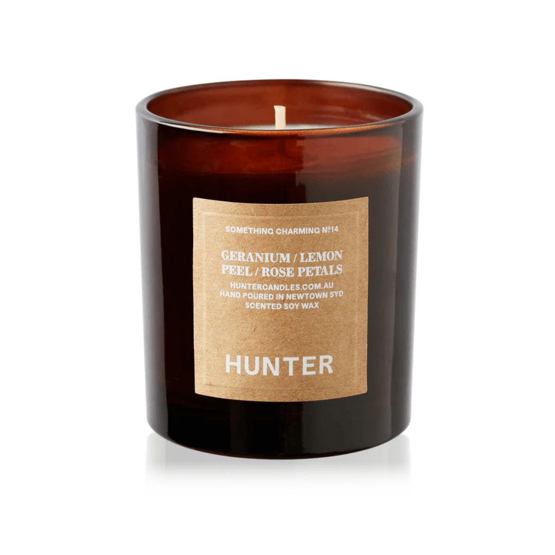 Candle - Hunter - Hunter Something Charming Soy Candle Geranium, Lemon Peel, Rose Petals - The Gift Company