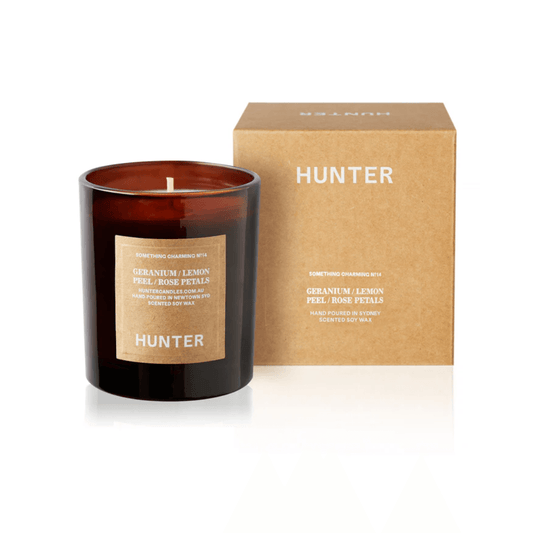 Candle - Hunter - Hunter Something Charming Soy Candle Geranium, Lemon Peel, Rose Petals - The Gift Company