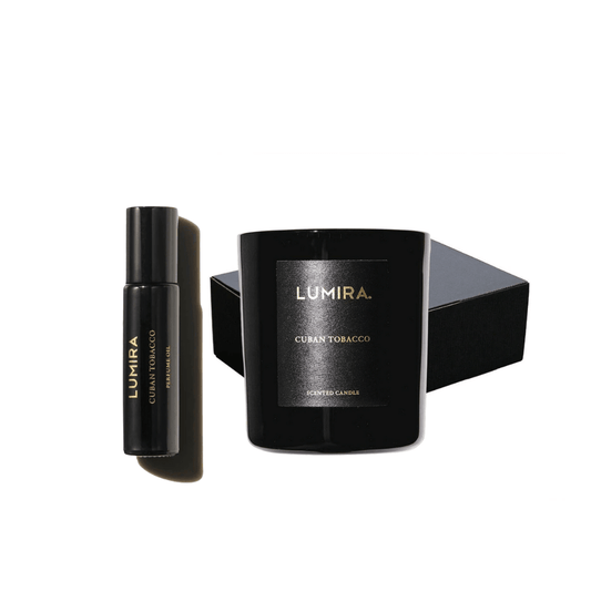 Candle - Lumira - Lumira Cuban Tobacco Candle & Perfume Oil Gift Set - The Gift Company