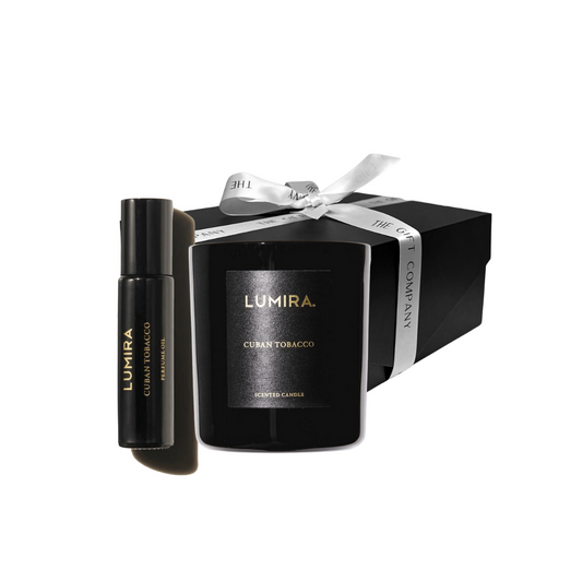Candle - Lumira - Lumira Cuban Tobacco Candle & Perfume Oil Gift Set - The Gift Company