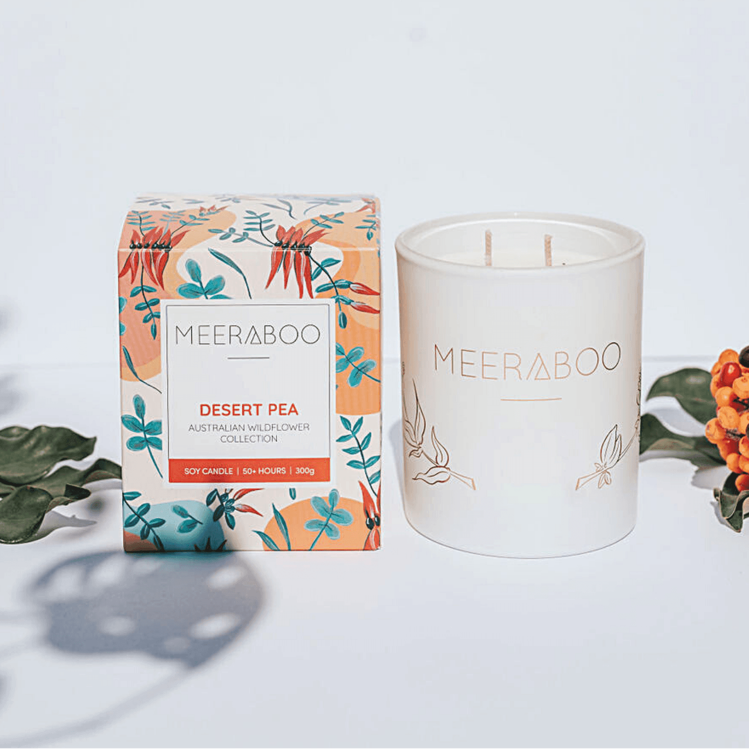 Candle - Meeraboo - Desert pea - Notes of Nectar, Rose and Tiger Lily - The Gift Company