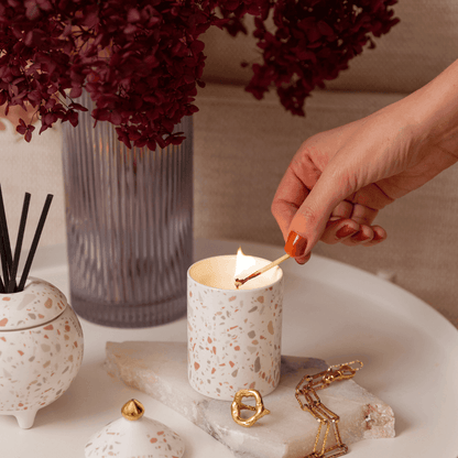 Candle - Moss St Ceramics - MOSS ST Ceramics Camellia & White Lotus Soy Candle 320g - The Gift Company
