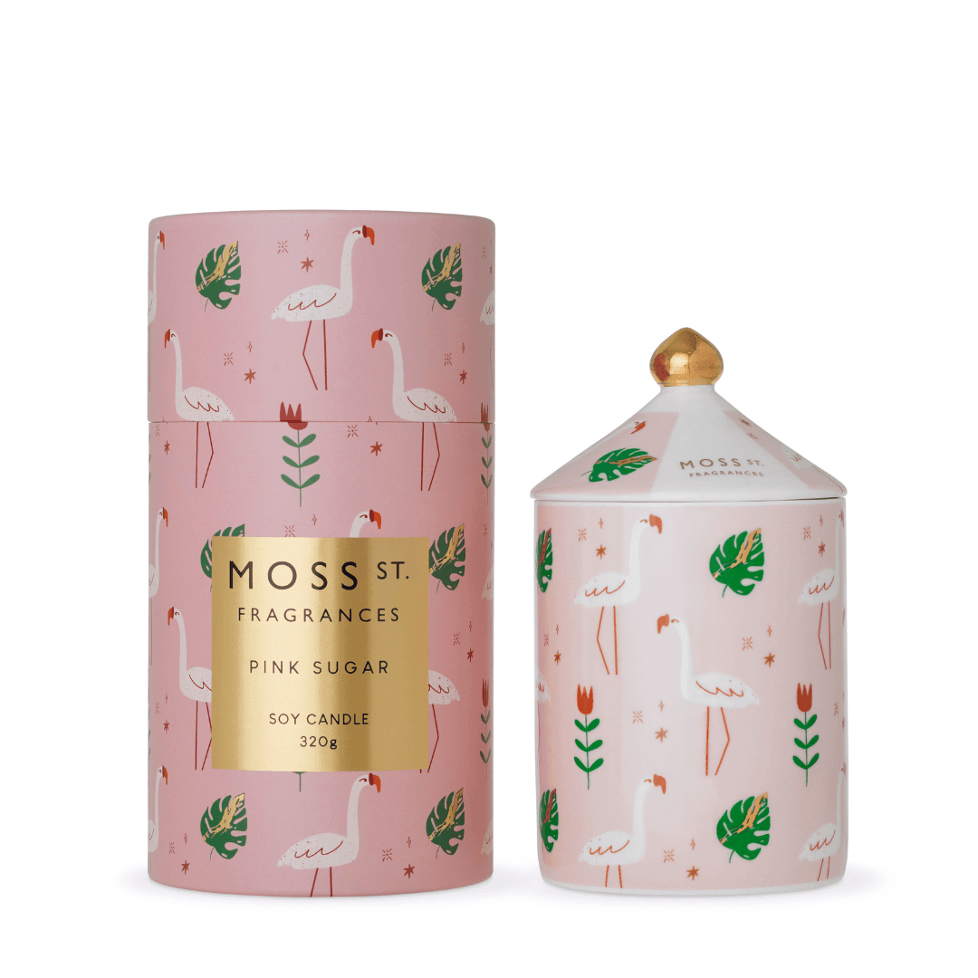 Candle - Moss St Ceramics - MOSS ST Ceramics Pink Sugar Soy Candle 320g - The Gift Company