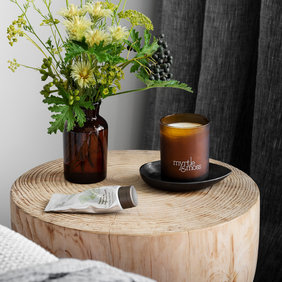 Candle - Myrtle & Moss - Myrtle & Moss Soy Wax Candle Rose Geranium, Grapefruit & Clary Sage (50 Hours) - The Gift Company