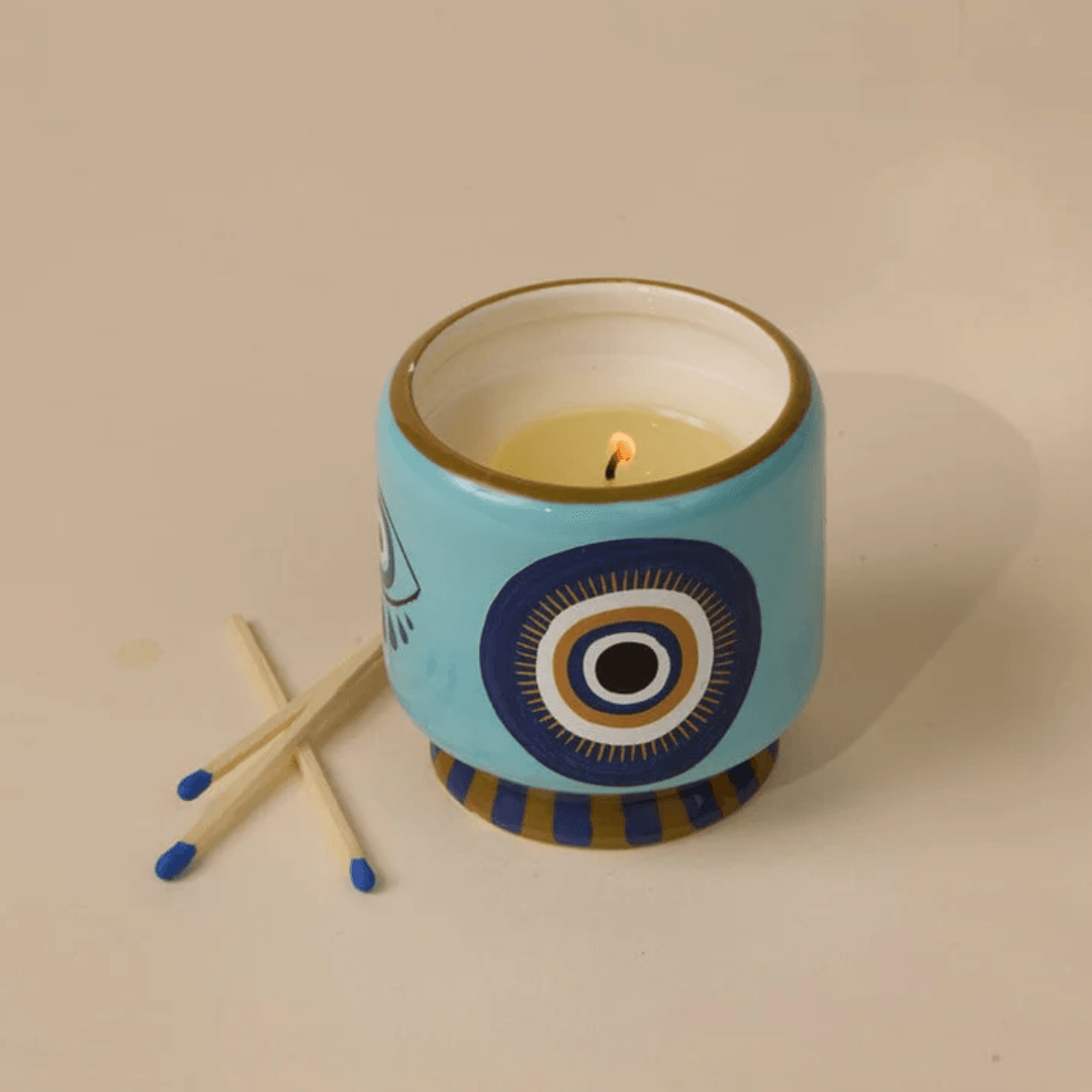 Candle - Paddywax - Paddywax A Dopo Handpainted "Eye" Ceramic - Incense & Smoke 226g - The Gift Company
