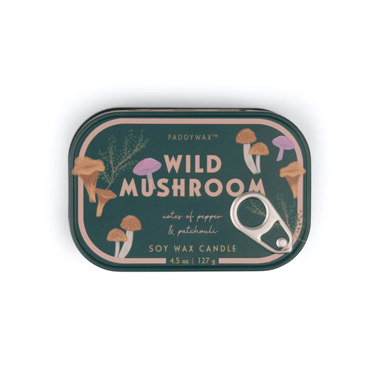 Candle - Paddywax - Paddywax Bistro Mushroom Printed Tin Candle - Wild Mushroom 127g - The Gift Company