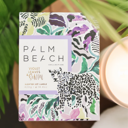 Candle - Palm Beach - Palm Beach Violet Leaves & Santal 420g Standard Candle - The Gift Company