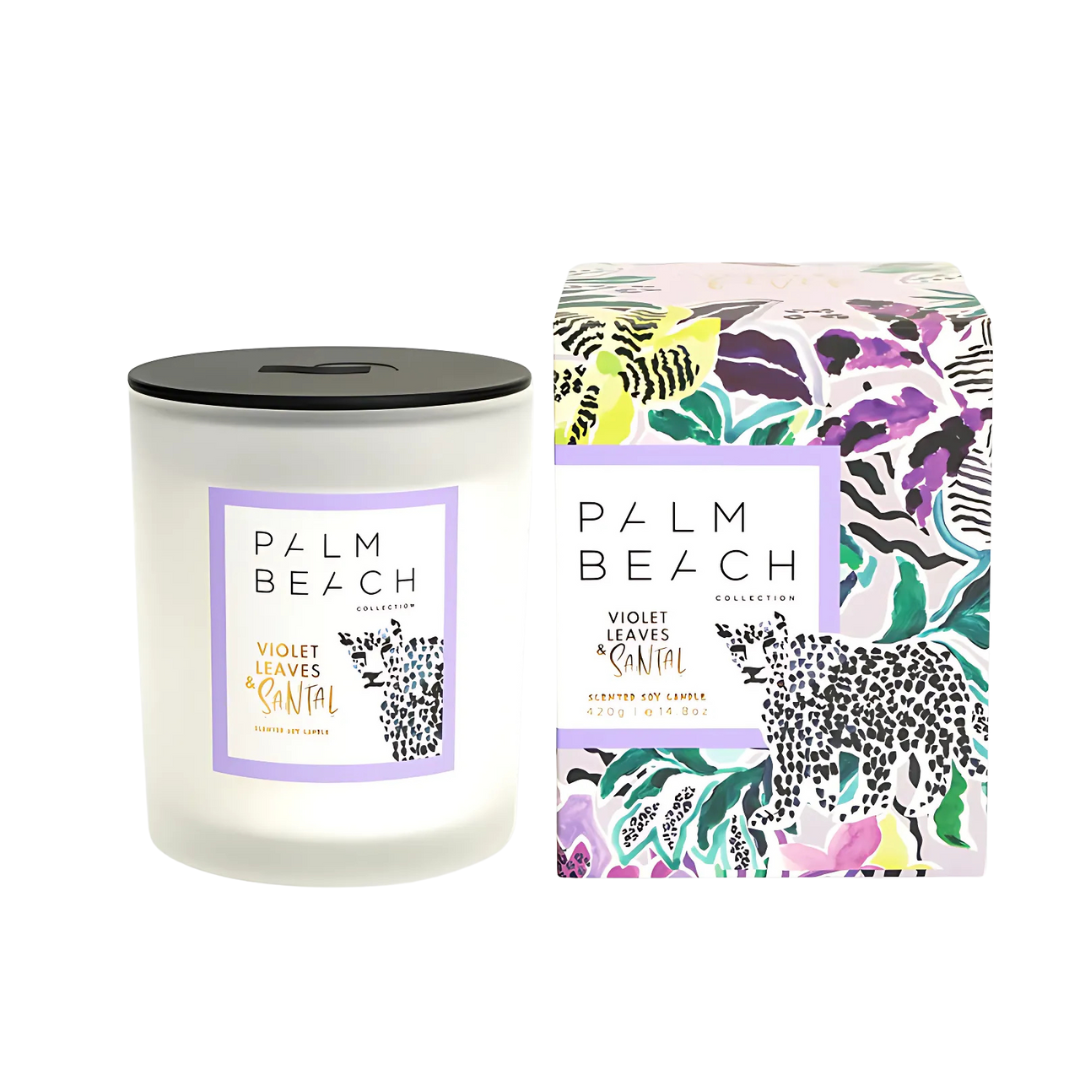 Candle - Palm Beach - Palm Beach Violet Leaves & Santal 420g Standard Candle - The Gift Company